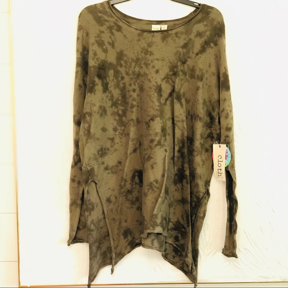 NWT - Cloth Green Tie Dye Tunic Sweater - Womens S
